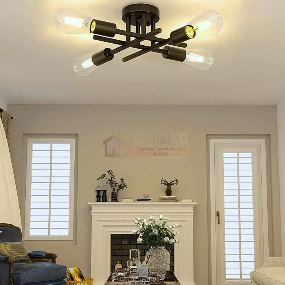 Lustra Vintage 4Xe27 Black 3215/4Bk Lighting Fixtures