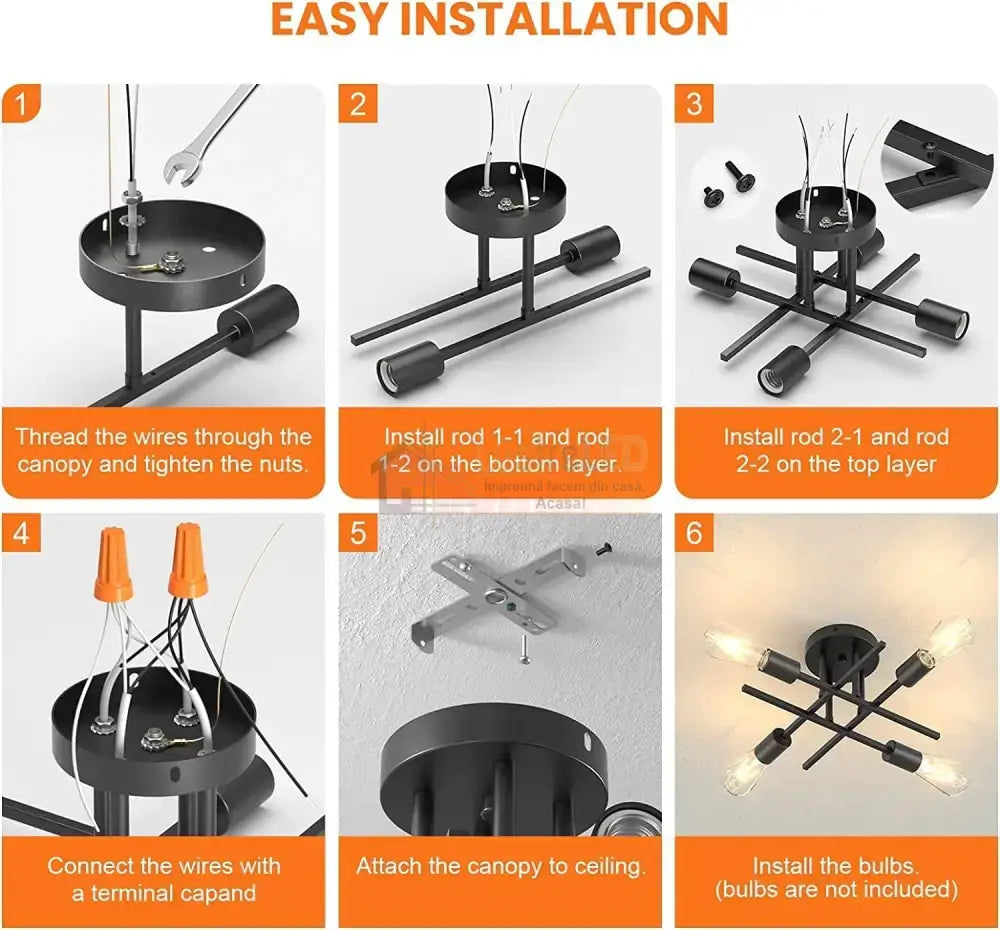 Lustra Vintage 4Xe27 Black 3215/4Bk Lighting Fixtures