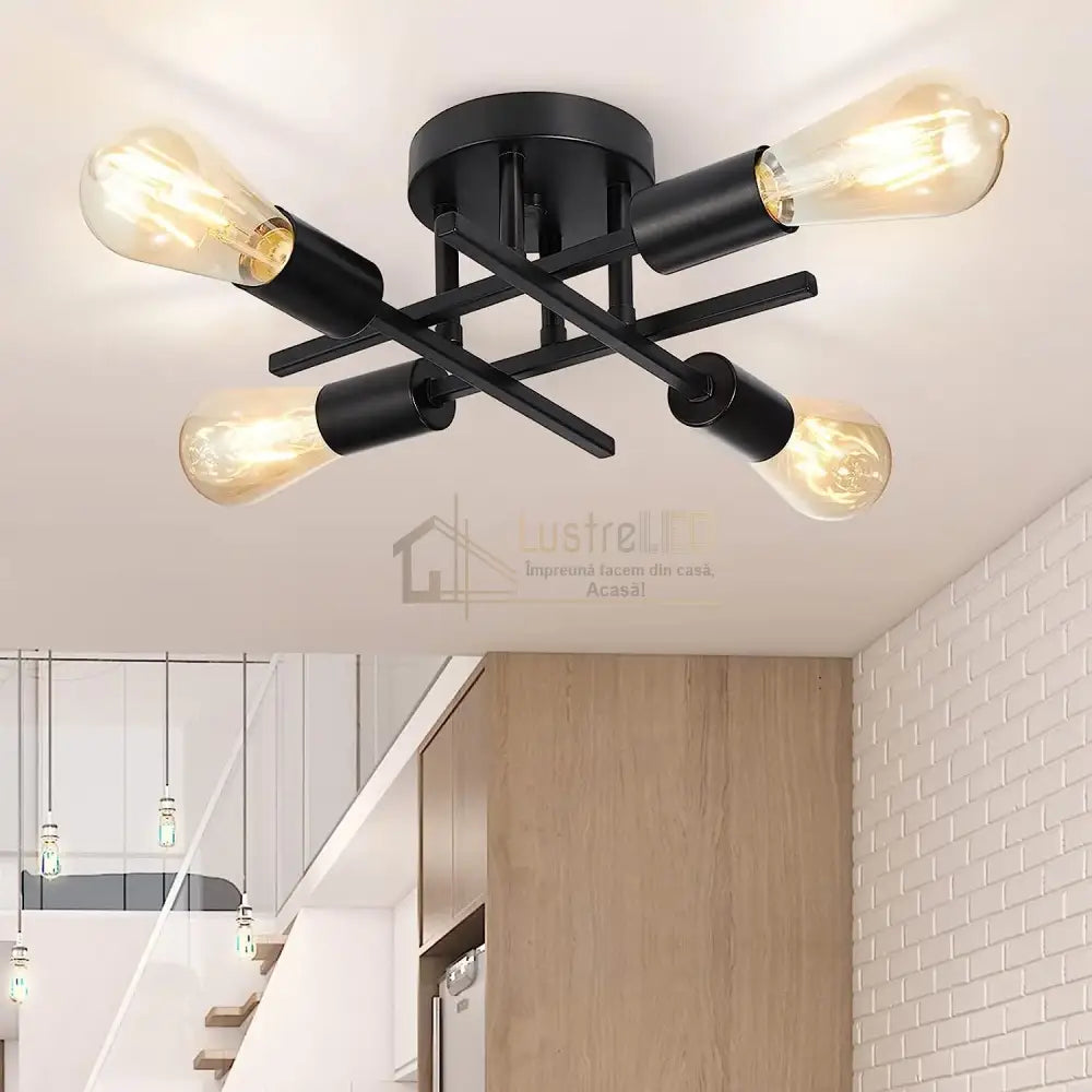 Lustra Vintage 4Xe27 Black 3215/4Bk Lighting Fixtures