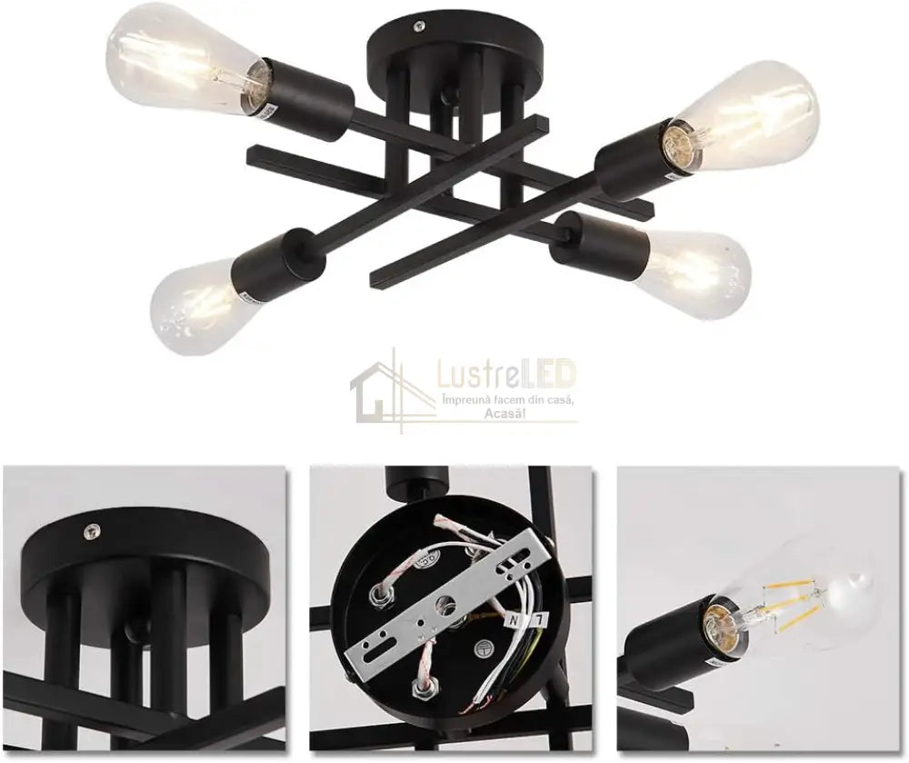 Lustra Vintage 4Xe27 Black 3215/4Bk Lighting Fixtures