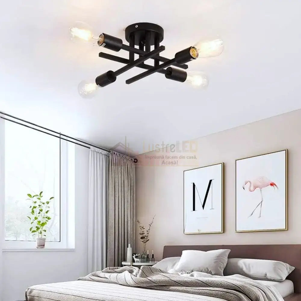 Lustra Vintage 4Xe27 Black 3215/4Bk Lighting Fixtures