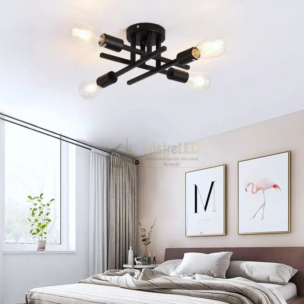 Lustra Vintage 4Xe27 Black 3215/4Bk Lighting Fixtures