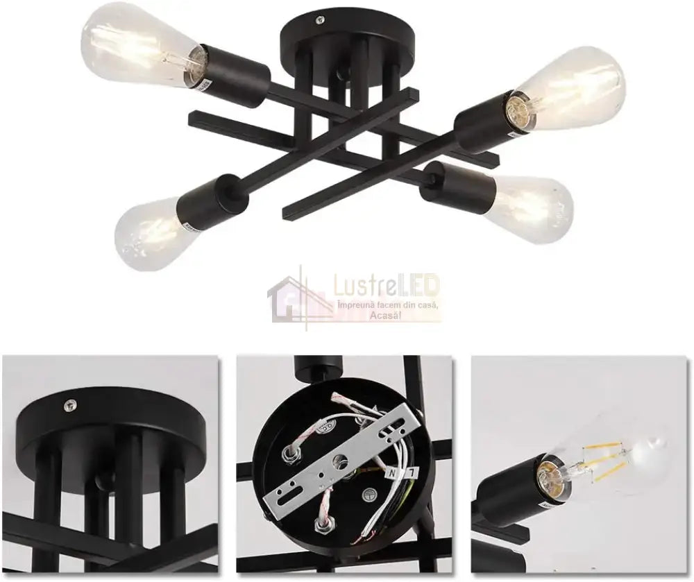 Lustra Vintage 4Xe27 Black 3215/4Bk Lighting Fixtures
