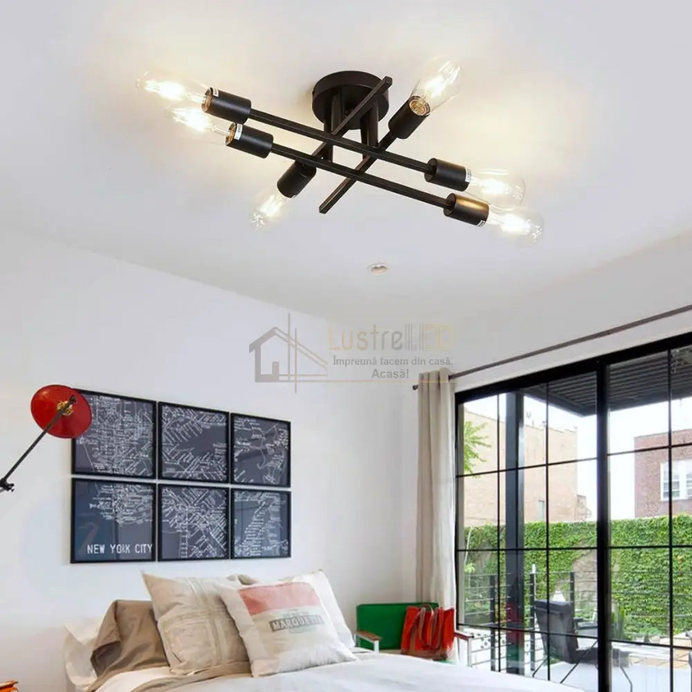 Lustra Vintage 6Xe27 Black 3215/6Bk Lighting Fixtures