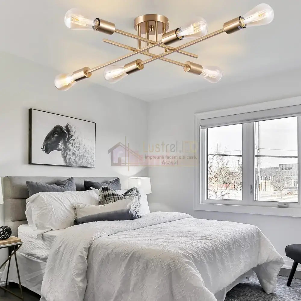 Lustra Vintage 6Xe27 Gold 3215/6Gd Lighting Fixtures