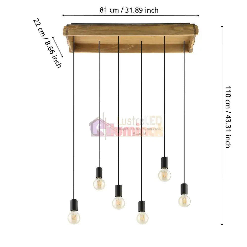 Lustra Vintage LEMN Design 3xE27 (Copy) lustreled.ro