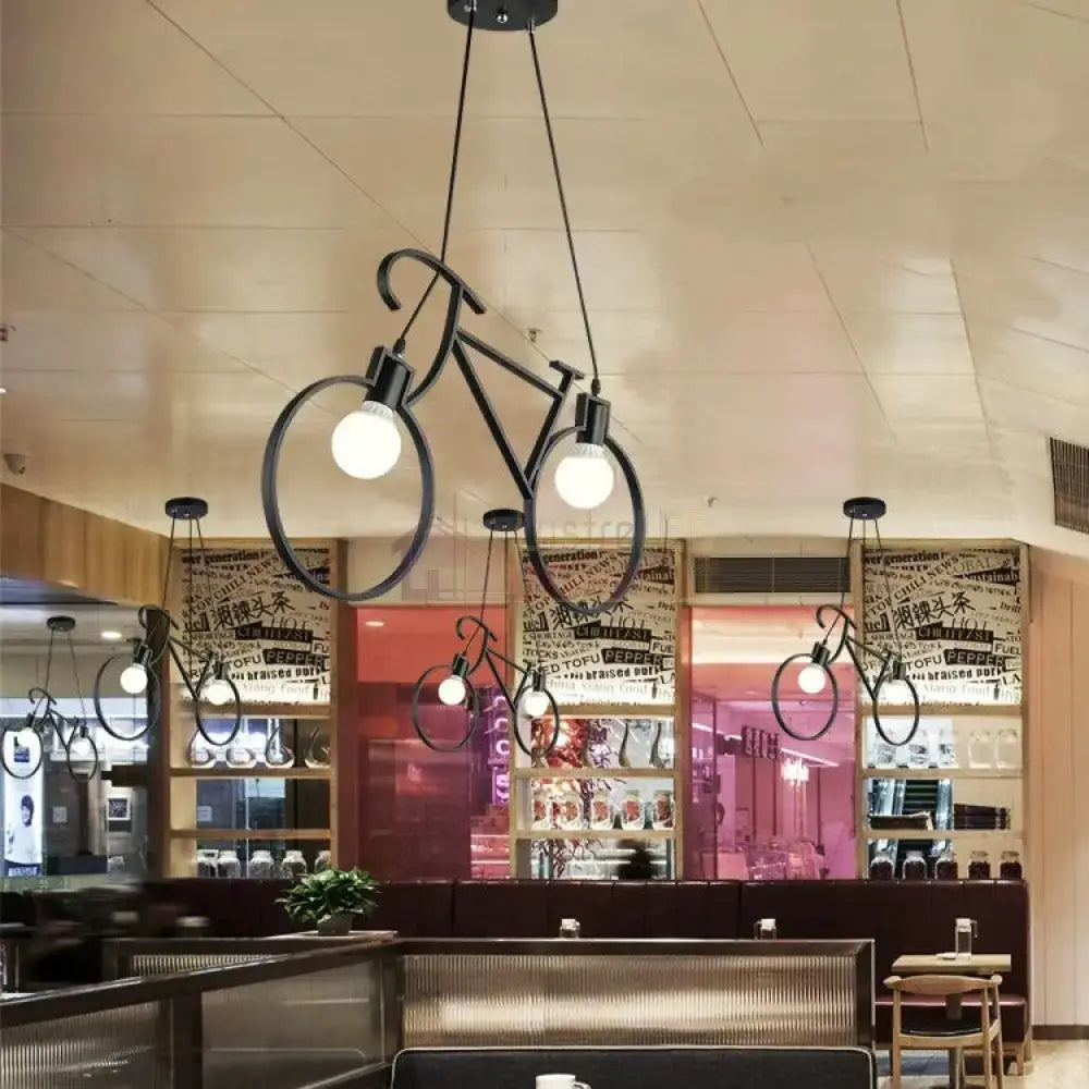 Lustra Vintage BIKE Black 2xE27 NEAGRA / VINTAGE SI RETRO DESIGN Lighting Fixtures