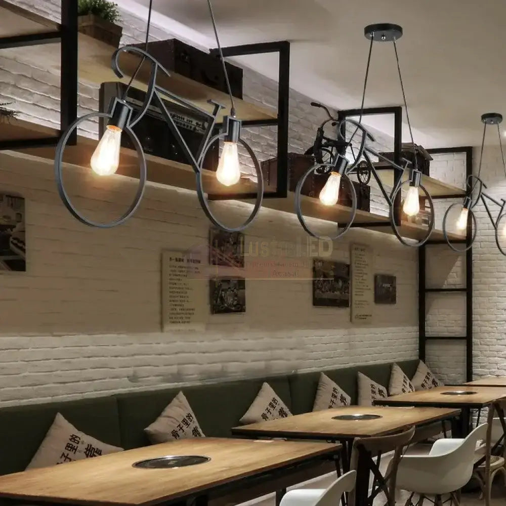 Lustra Vintage BIKE Black 2xE27 NEAGRA / VINTAGE SI RETRO DESIGN Lighting Fixtures