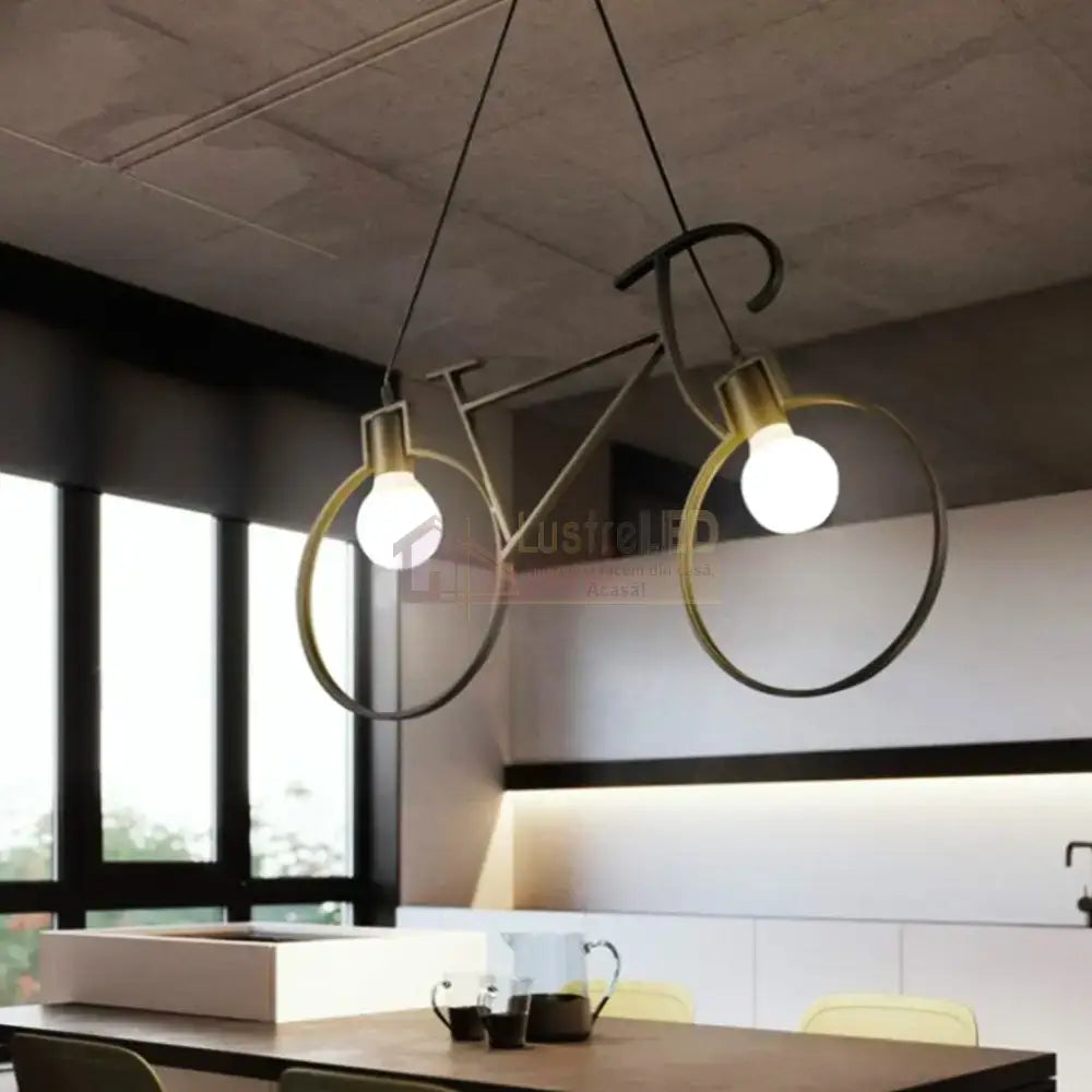 Lustra Vintage BIKE Black 2xE27 NEAGRA / VINTAGE SI RETRO DESIGN Lighting Fixtures