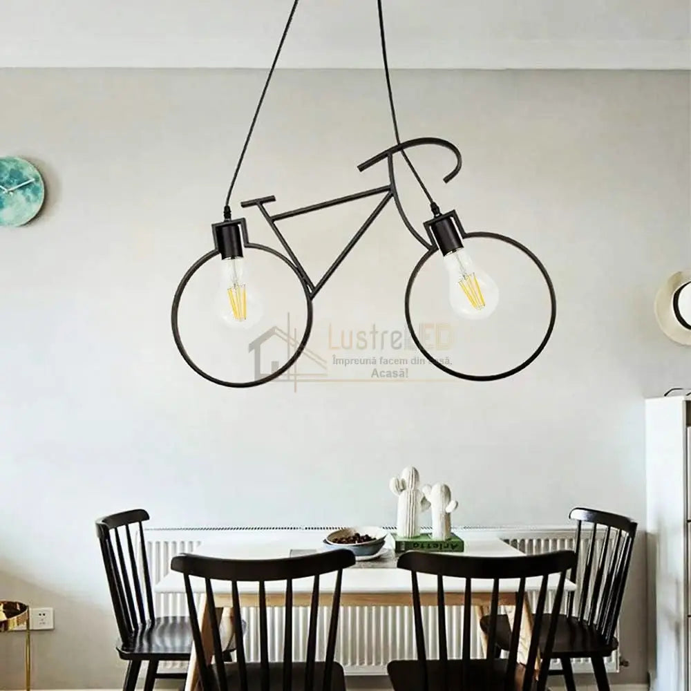 Lustra Vintage BIKE Black 2xE27 lustreled.ro