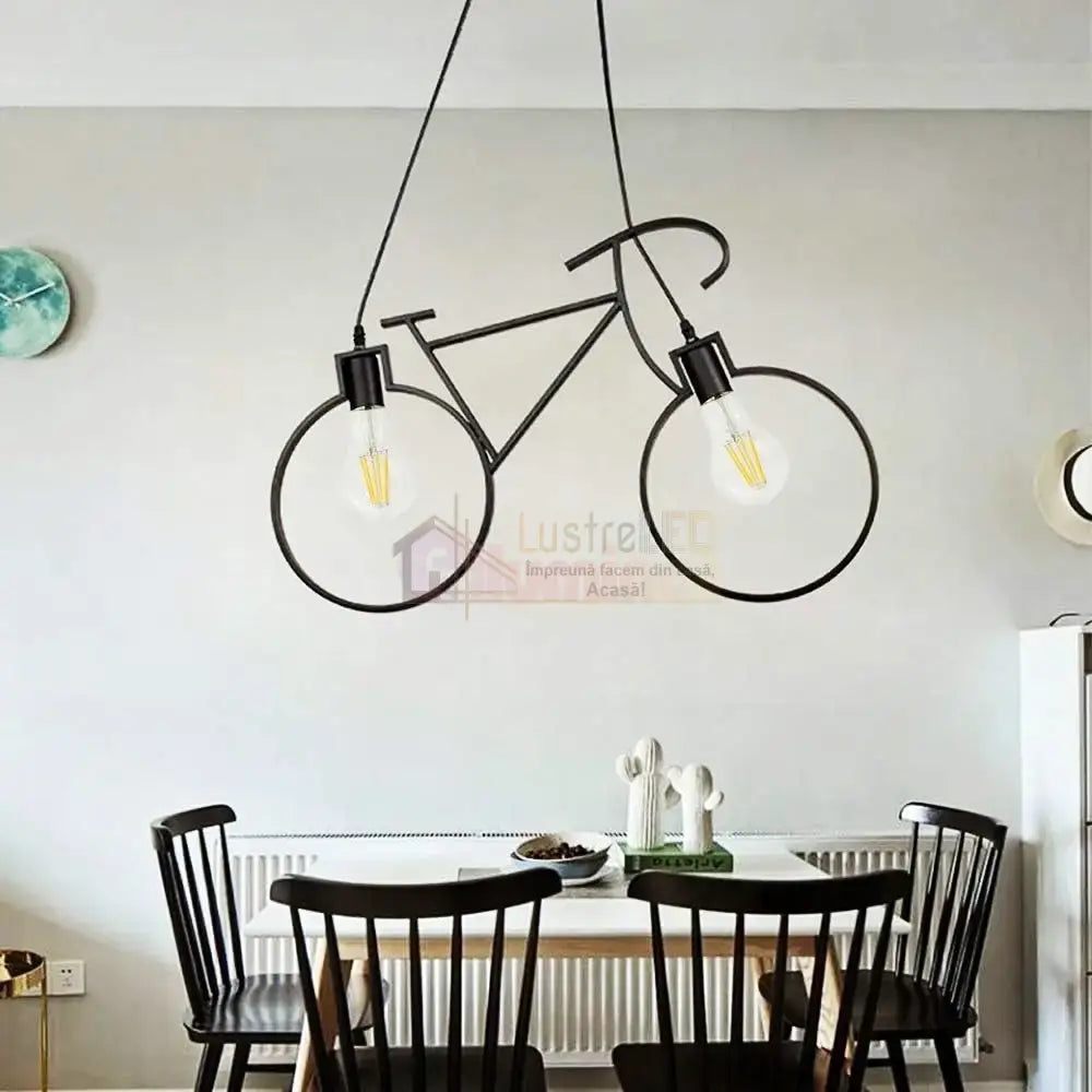 Lustra Vintage BIKE Black 2xE27 NEAGRA / VINTAGE SI RETRO DESIGN Lighting Fixtures