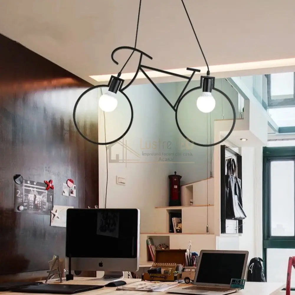 Lustra Vintage BIKE Black 2xE27 NEAGRA / VINTAGE SI RETRO DESIGN Lighting Fixtures