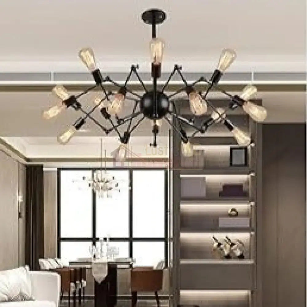 Lustra Black Widow 16xE27 NEAGRA / VINTAGE SI RETRO DESIGN Lighting Fixtures