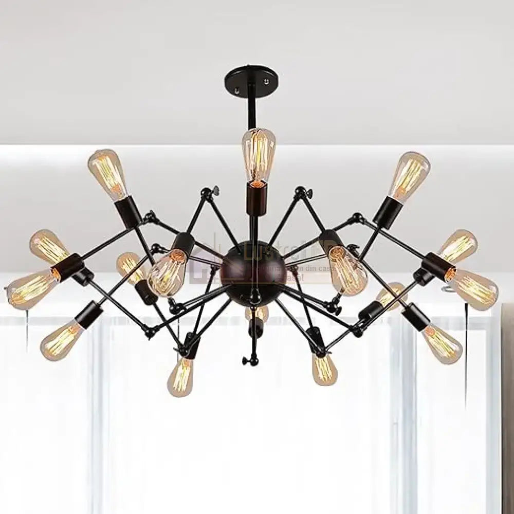 Lustra Black Widow 16xE27 NEAGRA / VINTAGE SI RETRO DESIGN Lighting Fixtures
