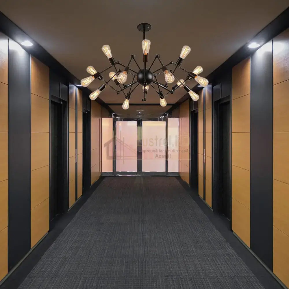 Lustra Black Widow 16xE27 NEAGRA / VINTAGE SI RETRO DESIGN Lighting Fixtures