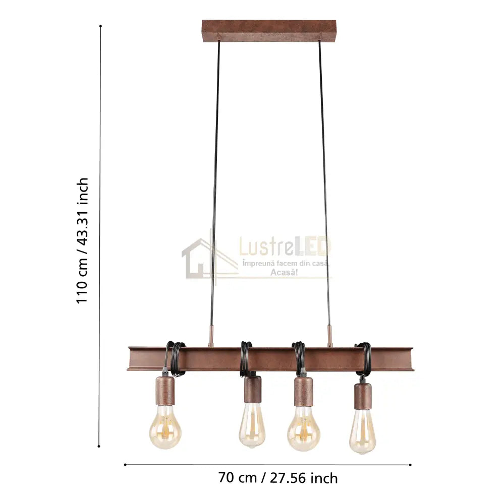 Lustra Vintage Brown TOWNSHEND 4 EGLO Lighting Fixtures