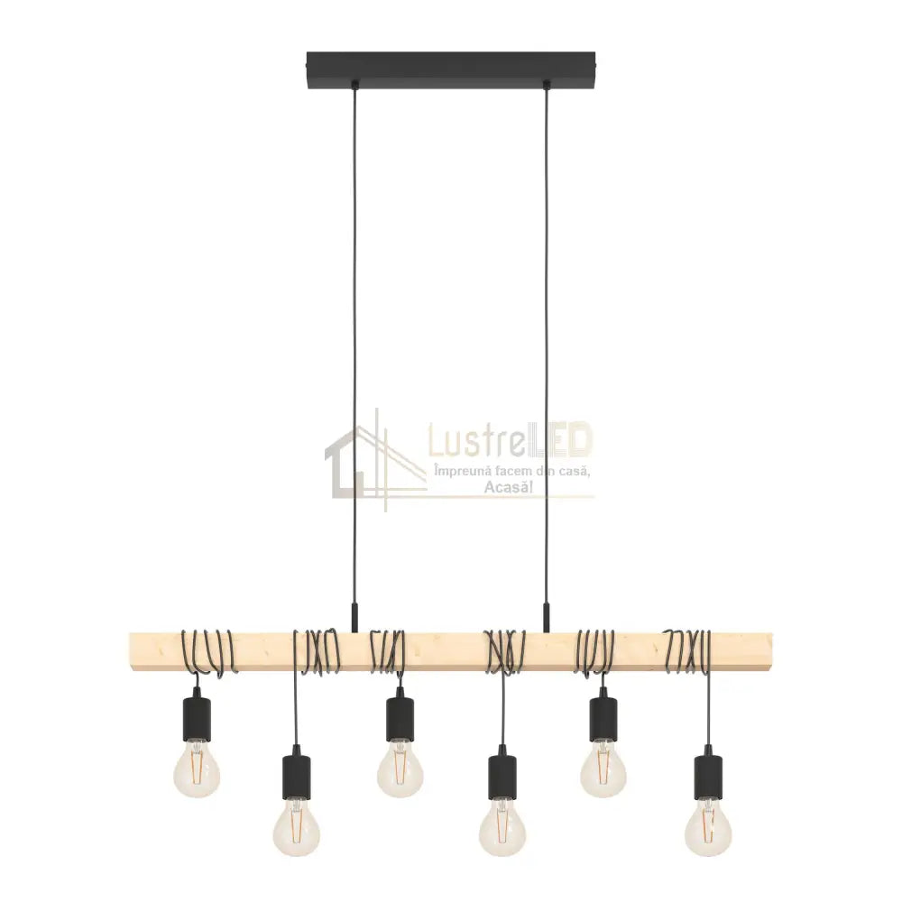 Lustra Vintage Lemn Design 6Xe27 Lighting Fixtures