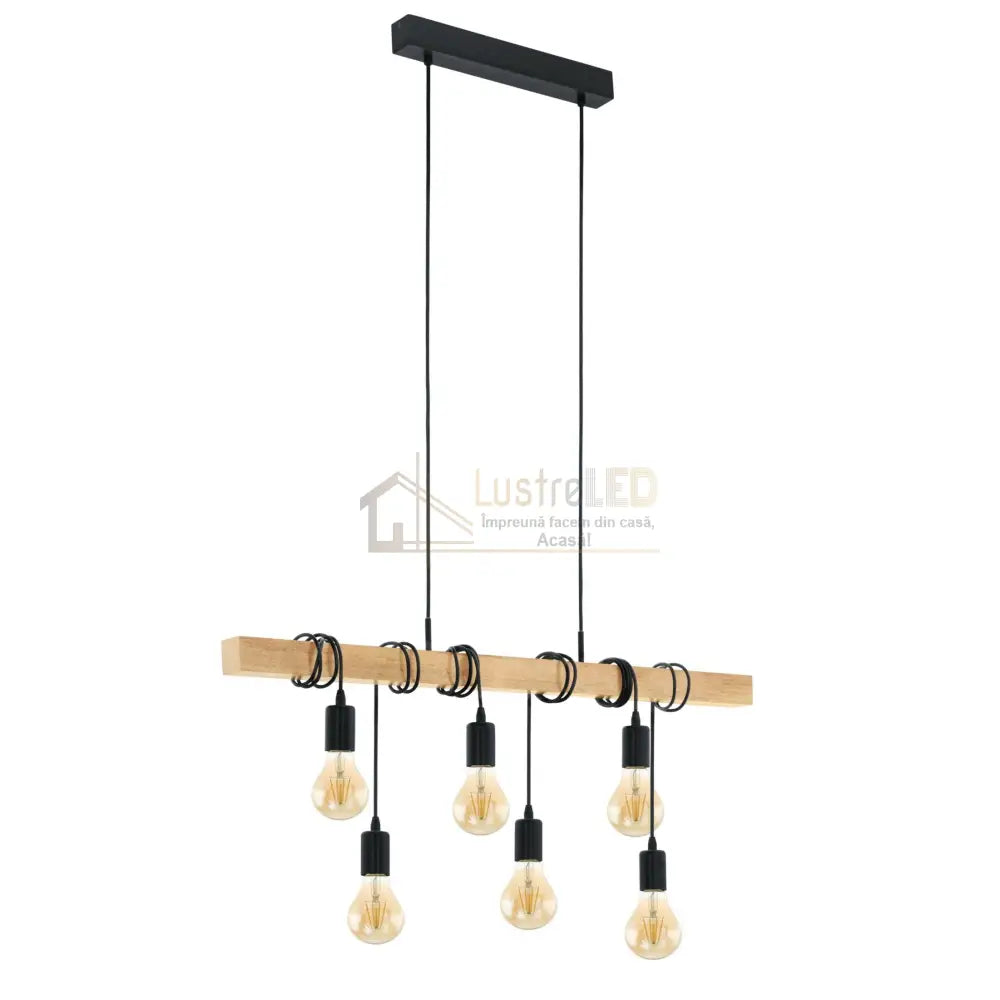 Lustra Vintage Lemn Design 6Xe27 Lighting Fixtures