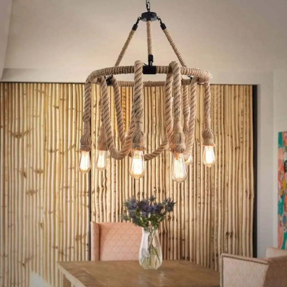Lustra Vintage Rope Circle 6Xe27 Lighting Fixtures