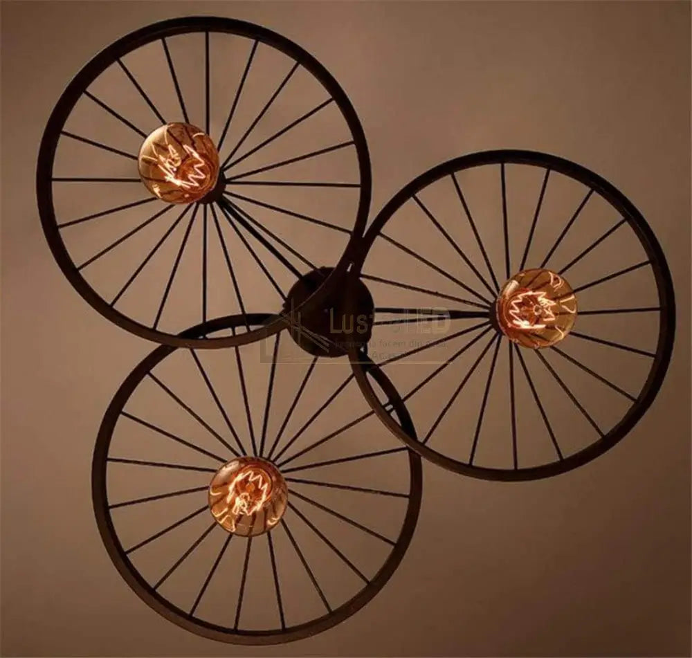 Lustra Vintage Wheels Black 3xE27 lustreled.ro