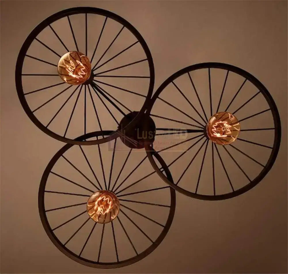 Lustra Vintage Wheels Black 3xE27 NEAGRA / VINTAGE SI RETRO DESIGN Lighting Fixtures
