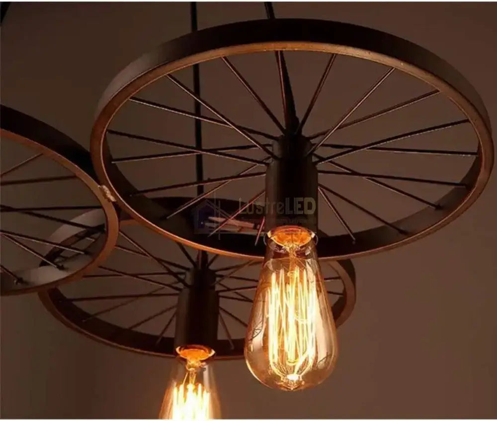 Lustra Vintage Wheels Black 3xE27 NEAGRA / VINTAGE SI RETRO DESIGN Lighting Fixtures