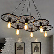 Lustra Vintage Wheels Black 6xE27 NEAGRA / VINTAGE SI RETRO DESIGN Lighting Fixtures