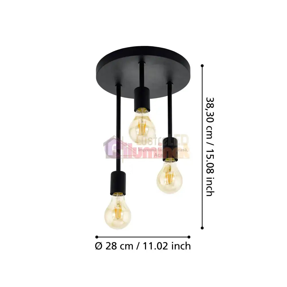 Lustra Vintage WILMCOTE 3xE27 Black 43126 lustreled.ro