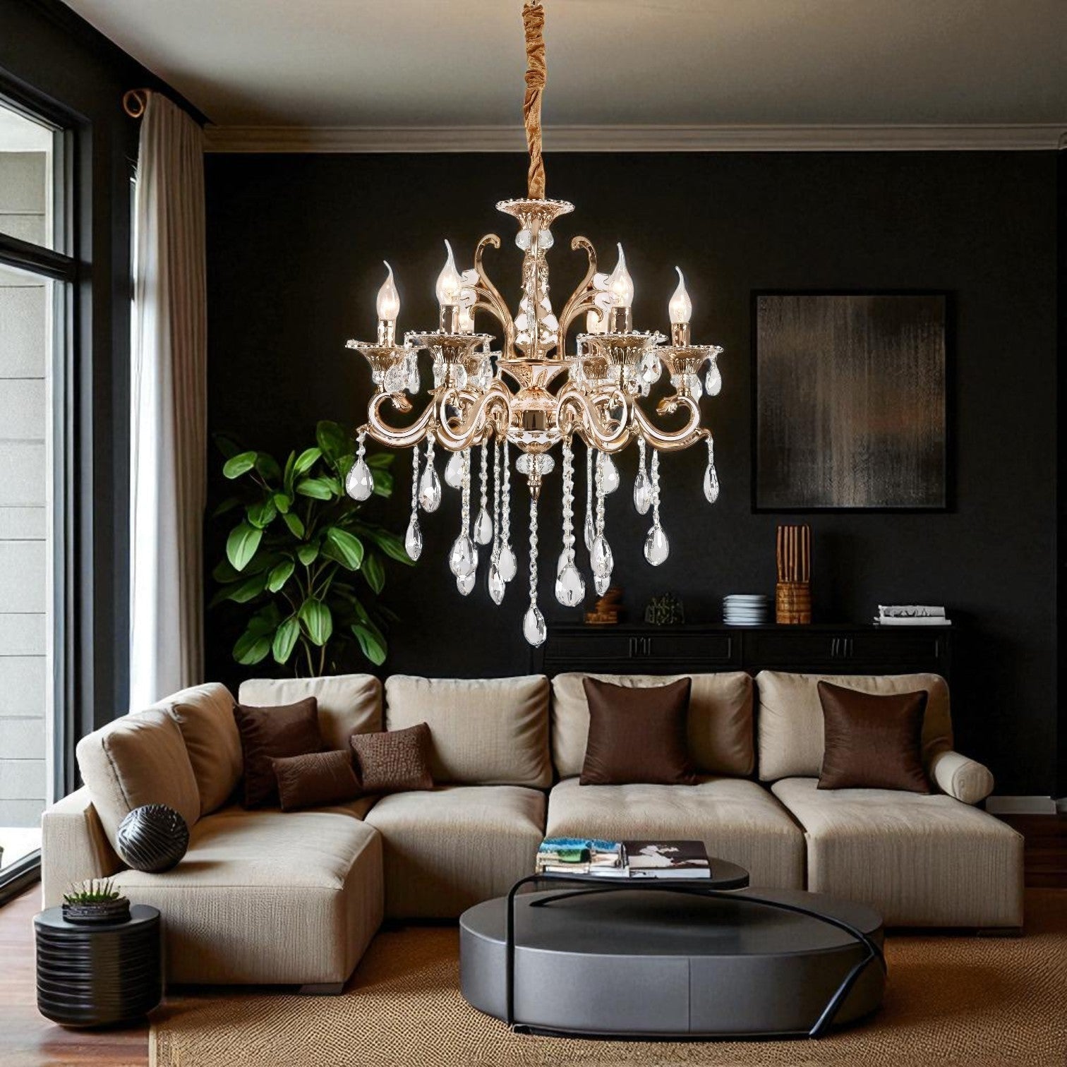 Candelabru Cristal Neoclasic Gold Elegance