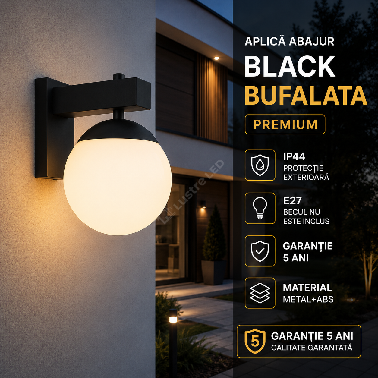 Aplica Abajur Black BUFALATA IP44 Premium