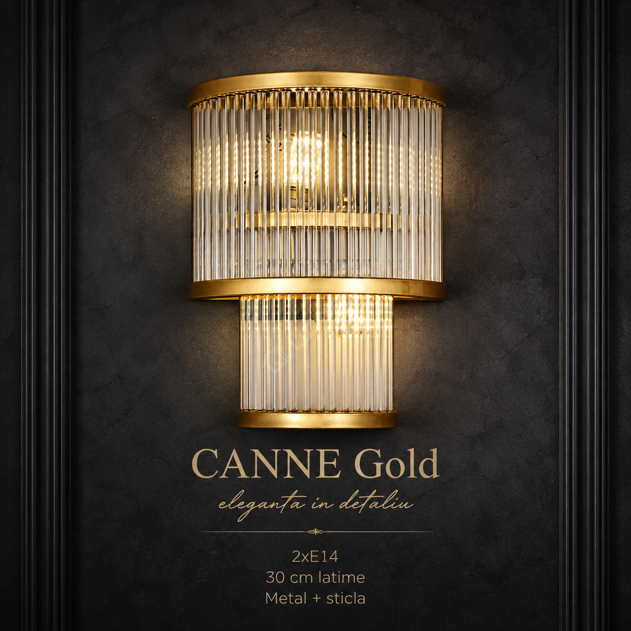Aplica Abajur CANNE Gold 2xE14 30CM