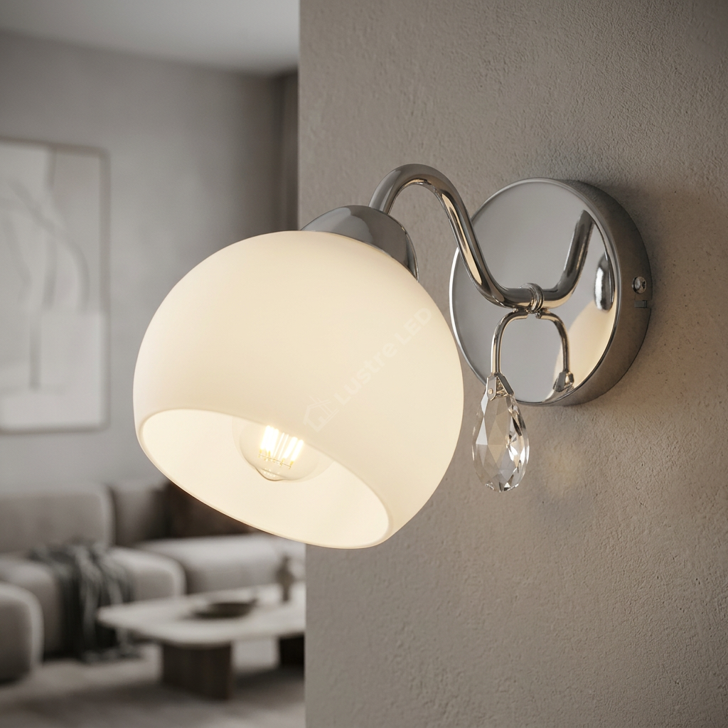 Aplica Abajur Connor White & Silver Premium