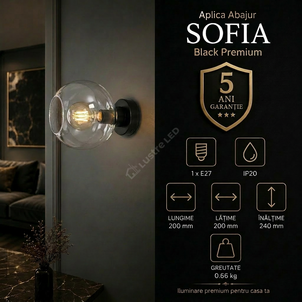 Aplica Abajur Sofia Black Premium 1xE27