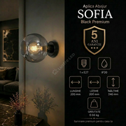 Aplica Abajur Sofia Black Smoked Premium 1xE27