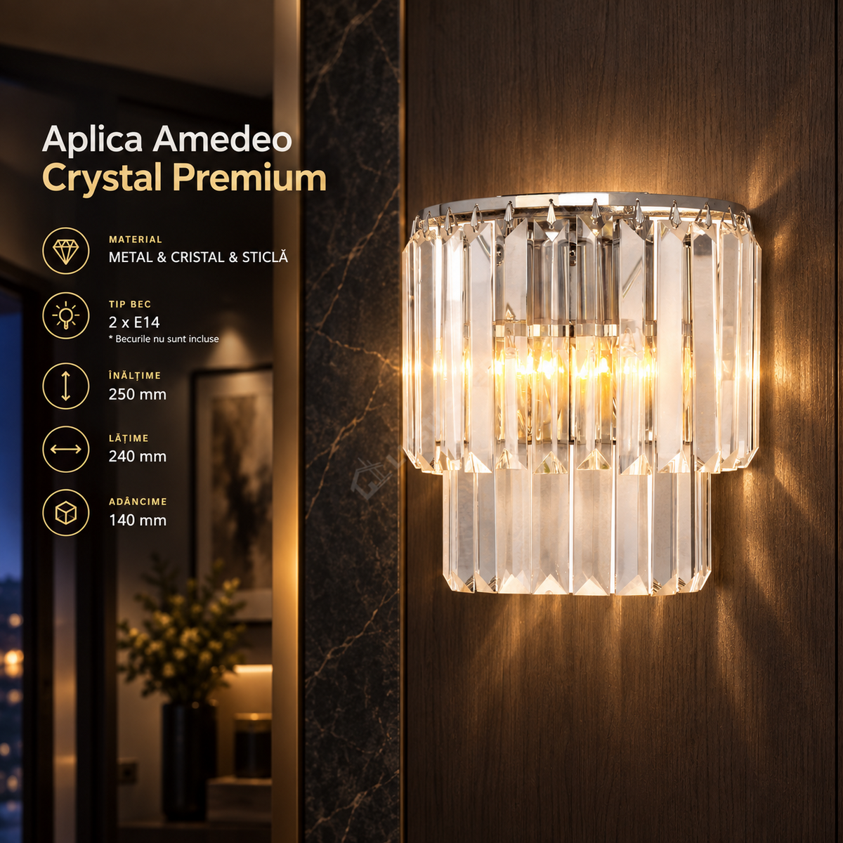 Aplica Amedeo Crystal Silver Premium
