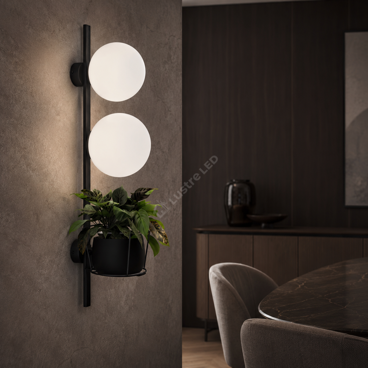 Aplica Black cu Abajur si Suport Ghiveci PLANT 2xE14/E27 70CM