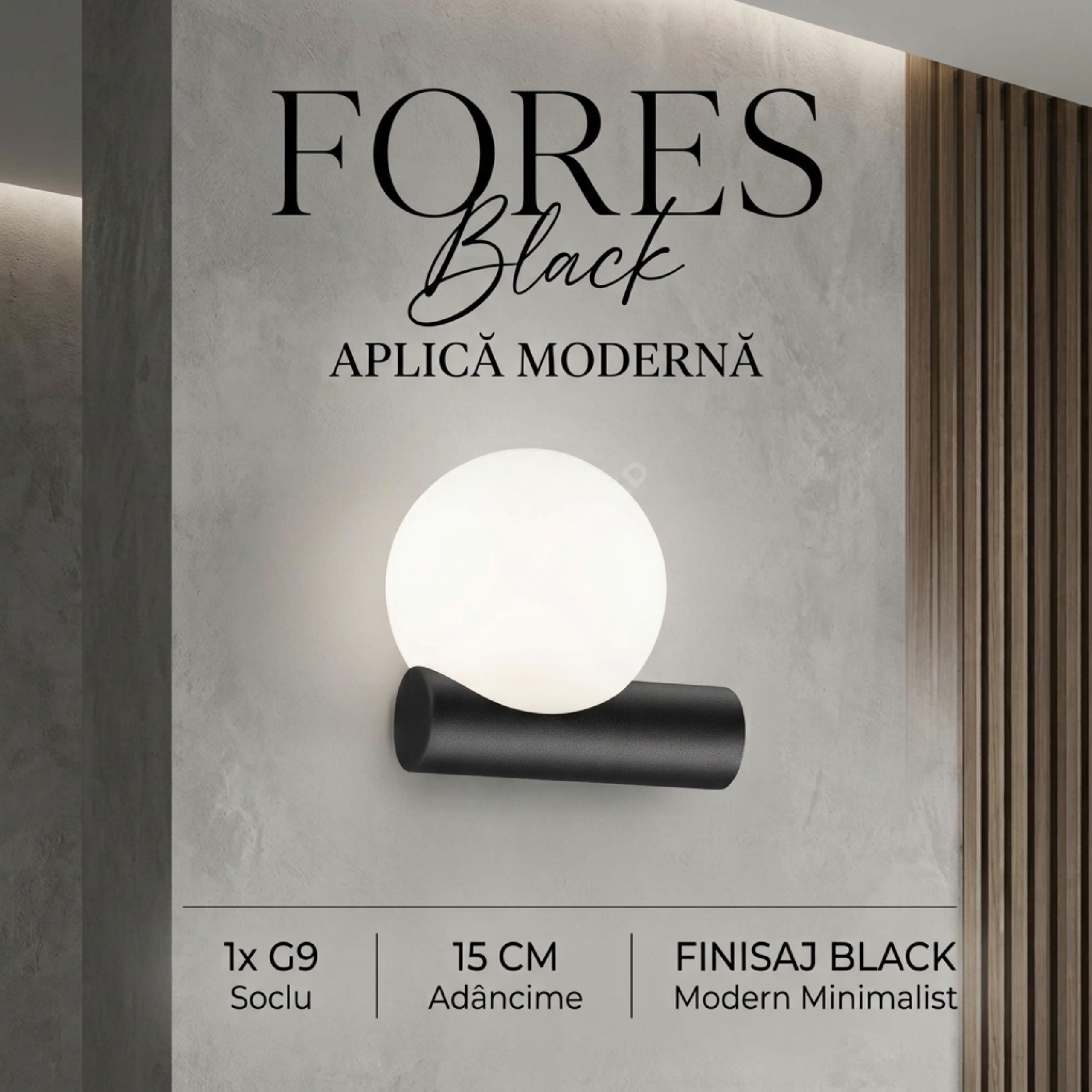 Aplica Black FORES cu Abajur 1xG9 15CM