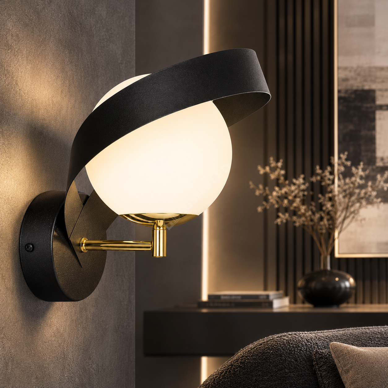 Aplica Black Gold FASCIA cu Abajur 1xE14 23CM