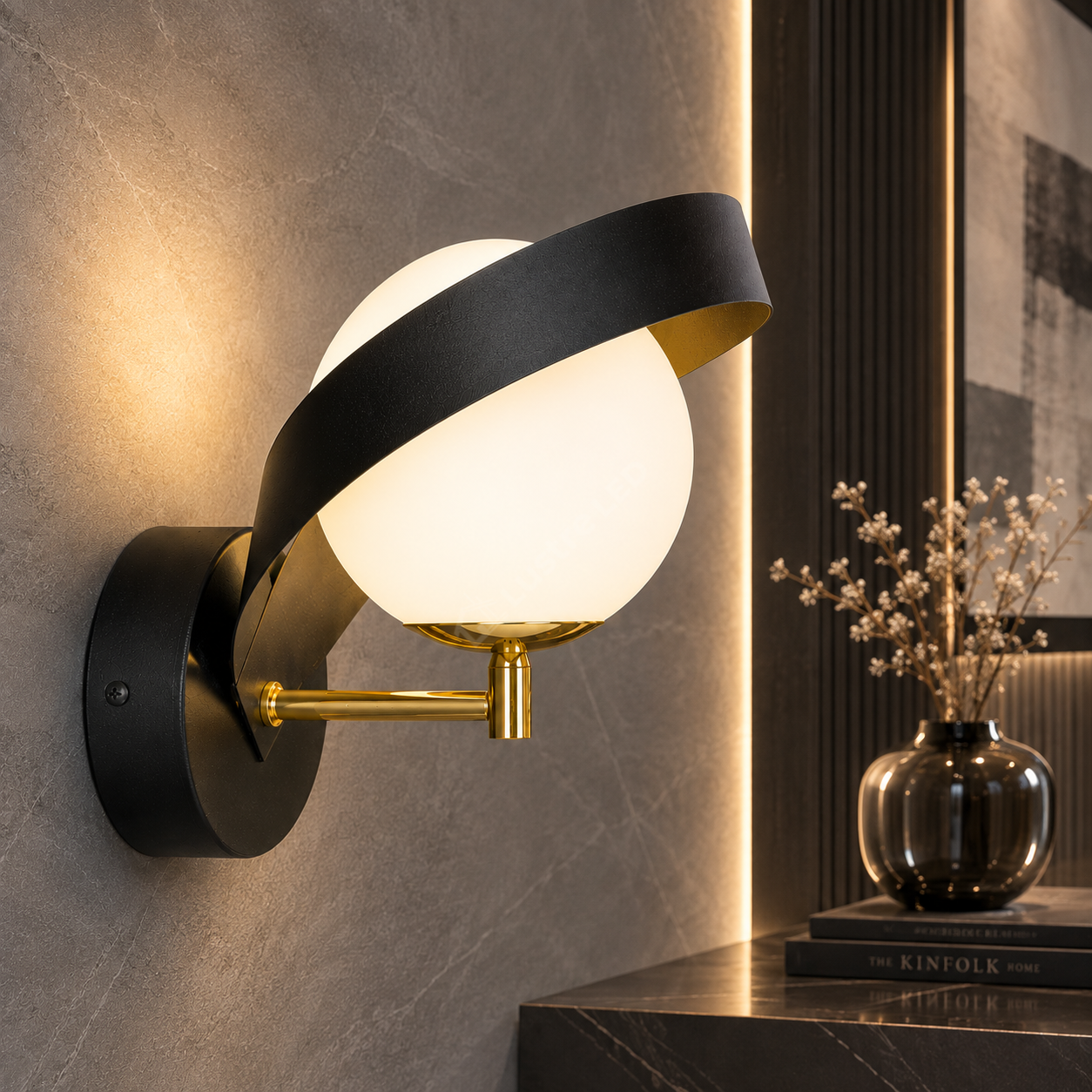 Aplica Black Gold FASCIA cu Abajur 1xE14 23CM