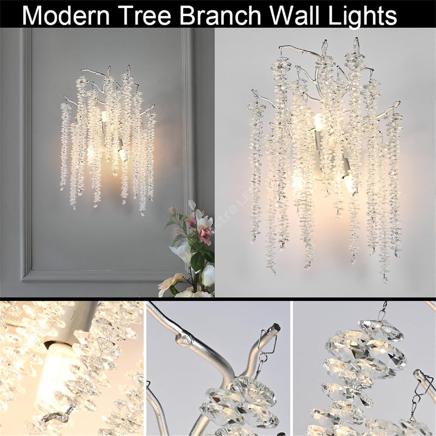 Aplica Cristal Silver Luxury Willow