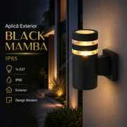 Aplica Exterior 1xE27 Black Mamba