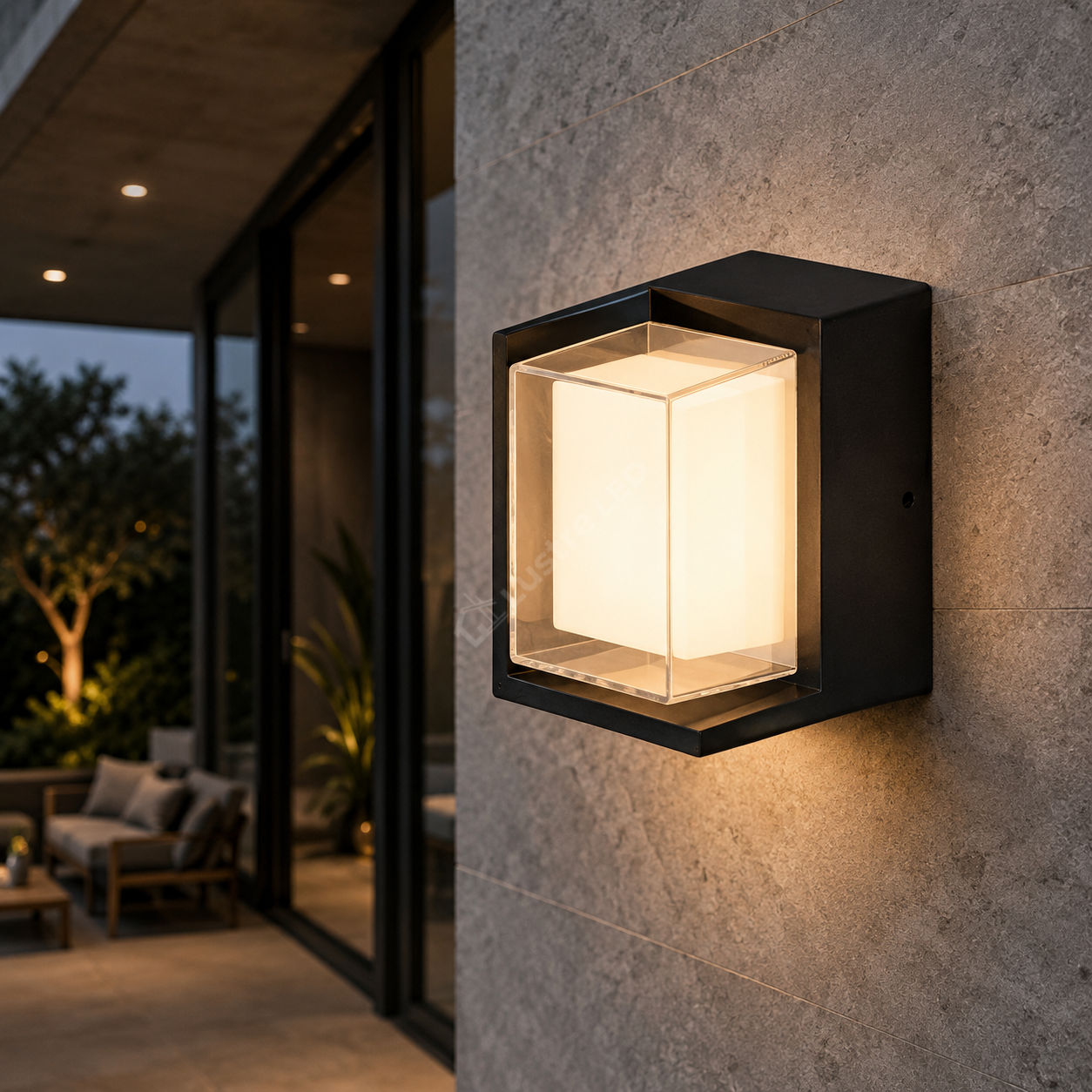 Aplica Exterior LED TESSA Black 10W IP65 17x17cm Echivalent 85W