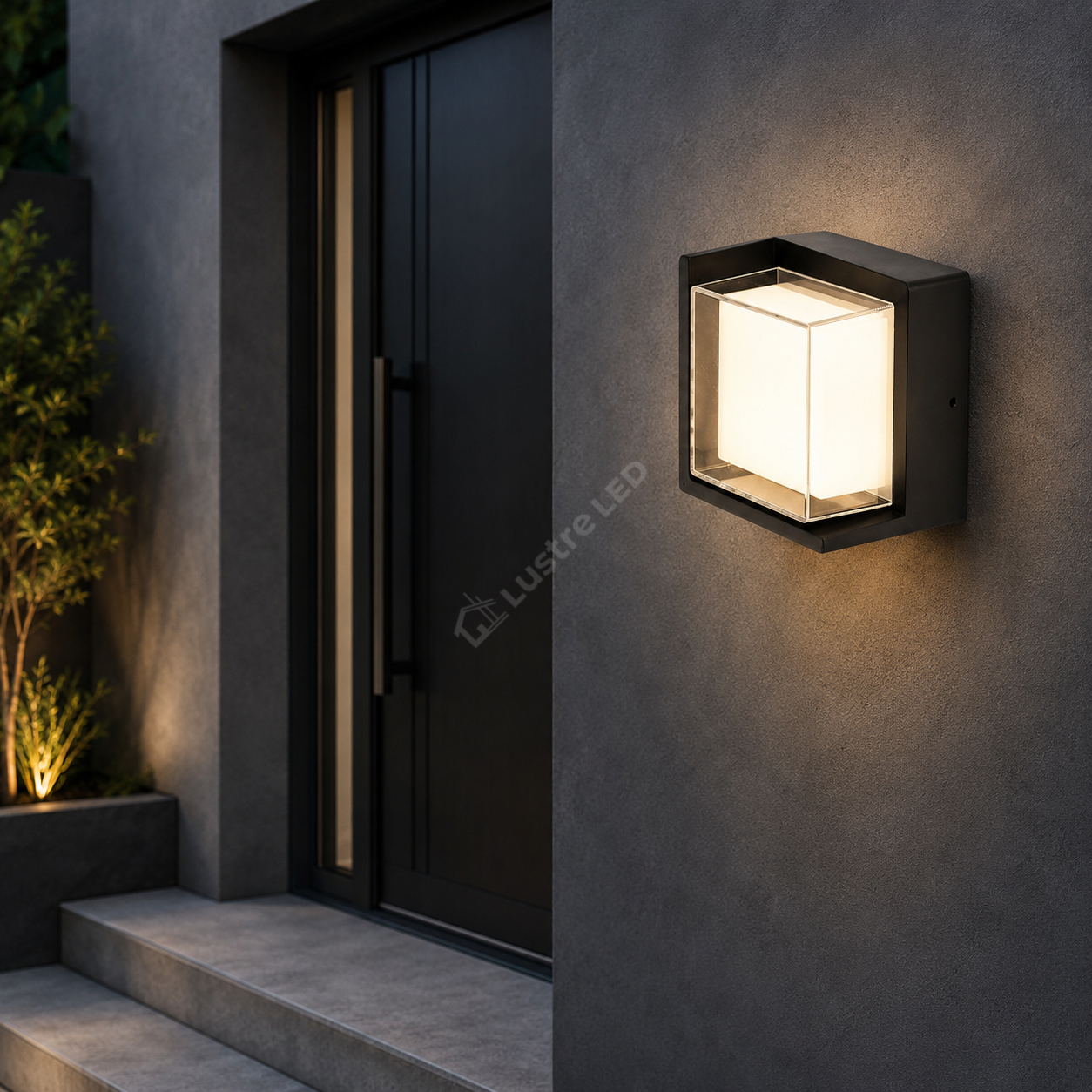 Aplica Exterior LED TESSA Black 10W IP65 17x17cm Echivalent 85W