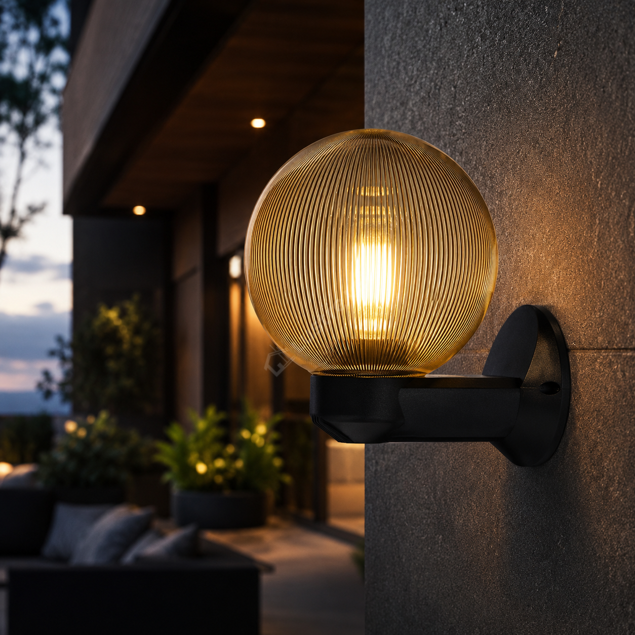 Aplica Exterior LUCA Black 1xE27 cu Abajur Auriu IP44