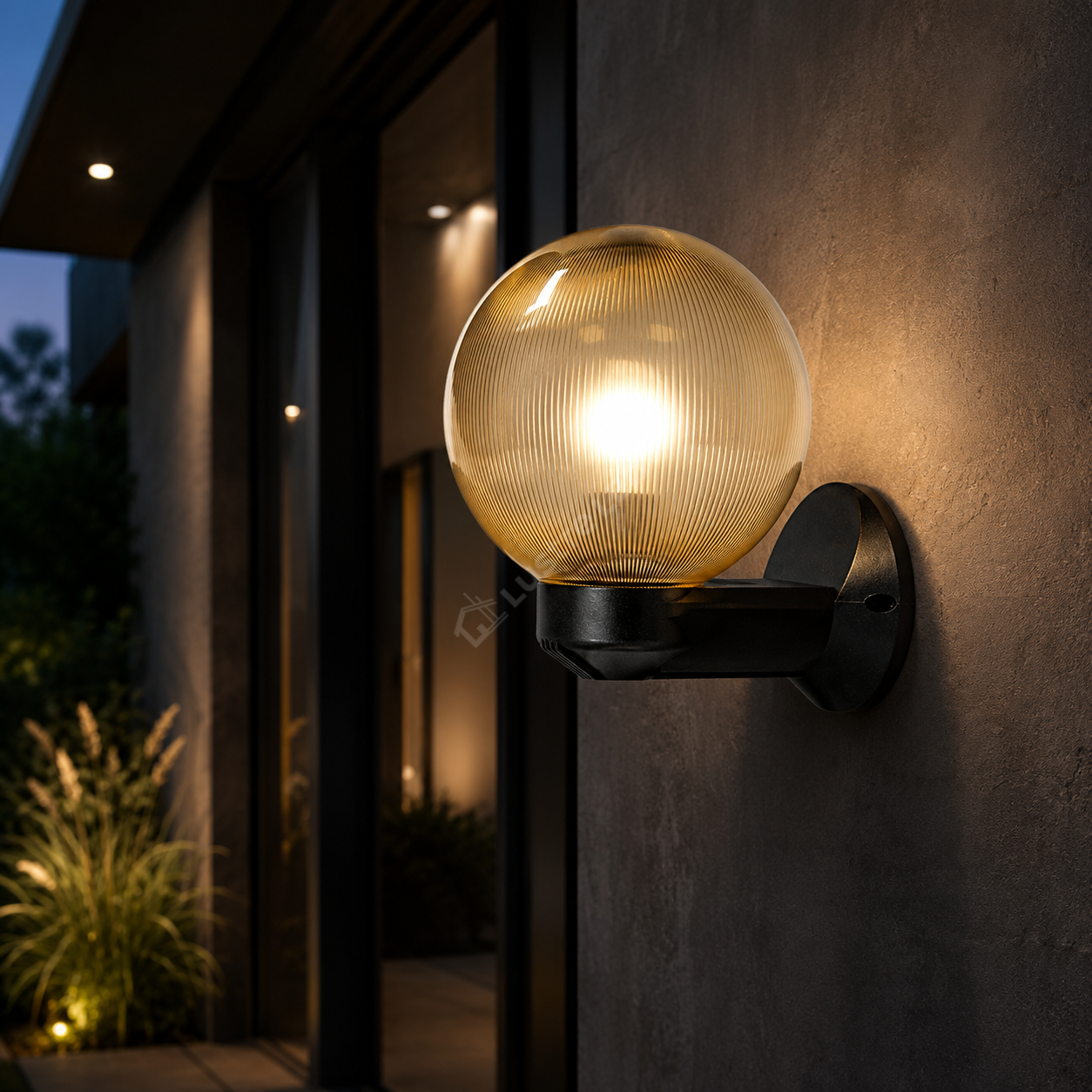 Aplica Exterior LUCA Black 1xE27 cu Abajur Auriu IP44