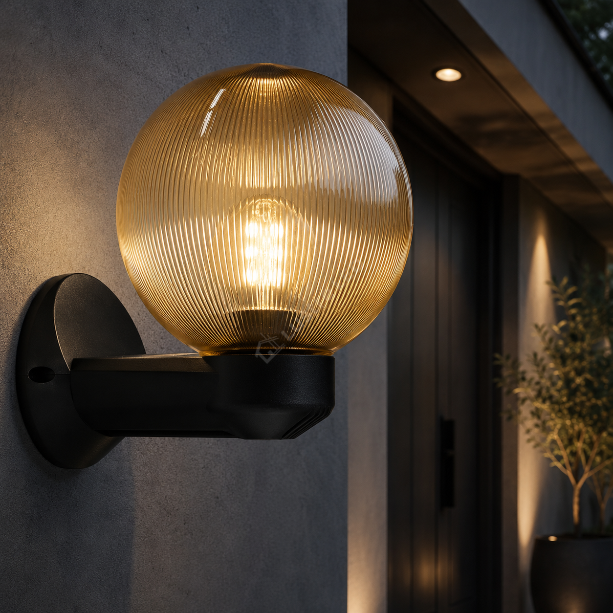 Aplica Exterior LUCA Black 1xE27 cu Abajur Auriu IP44