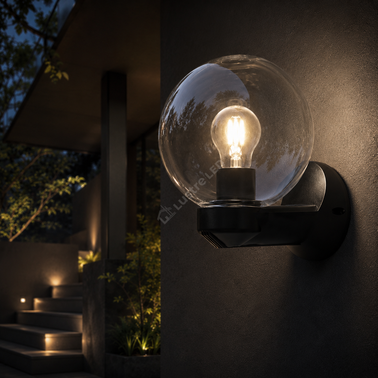 Aplica Exterior LUCA Black 1xE27 cu Abajur IP44