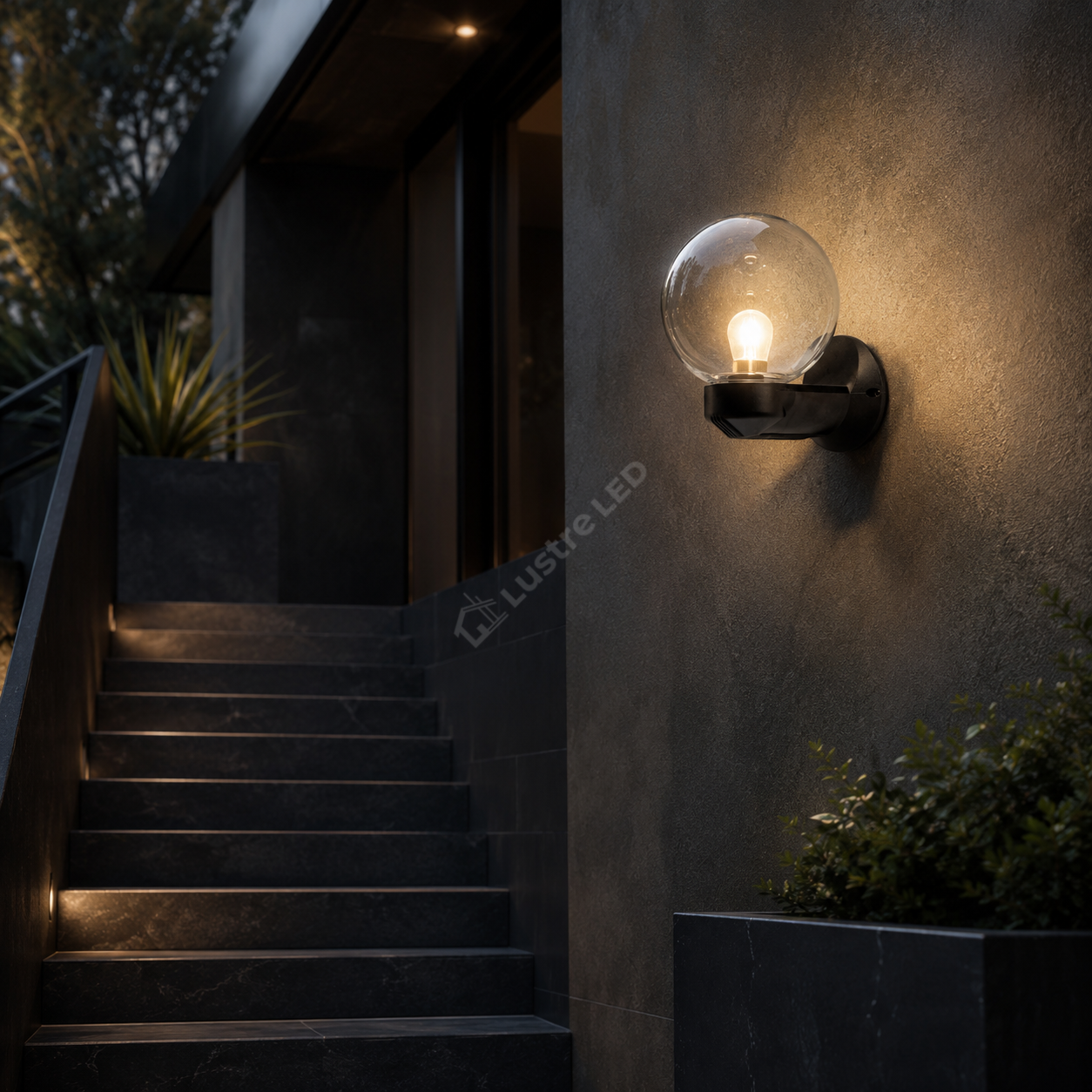 Aplica Exterior LUCA Black 1xE27 cu Abajur IP44