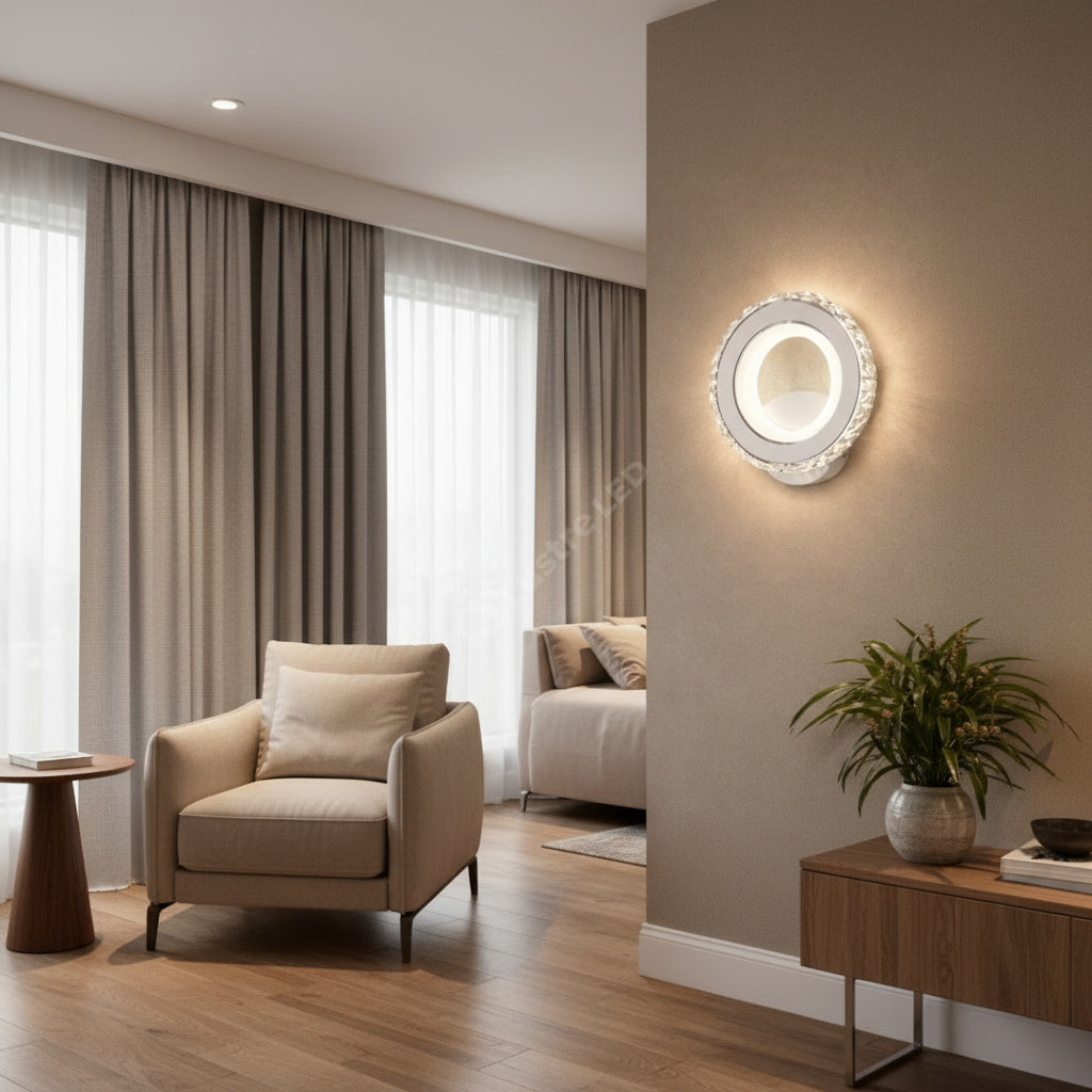 Aplica LED 18W Cristal Rotunda Alba