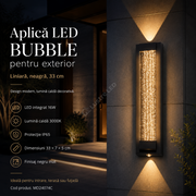 Aplica LED 33CM 16W Liniara Bubble Neagra Exterior